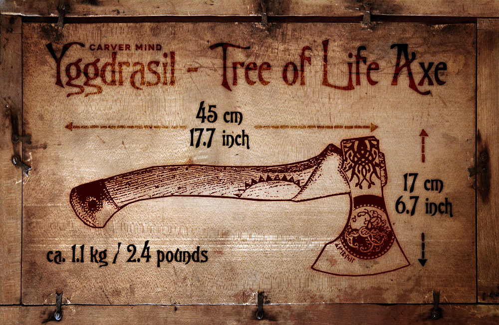 size yggdrasil viking axe
